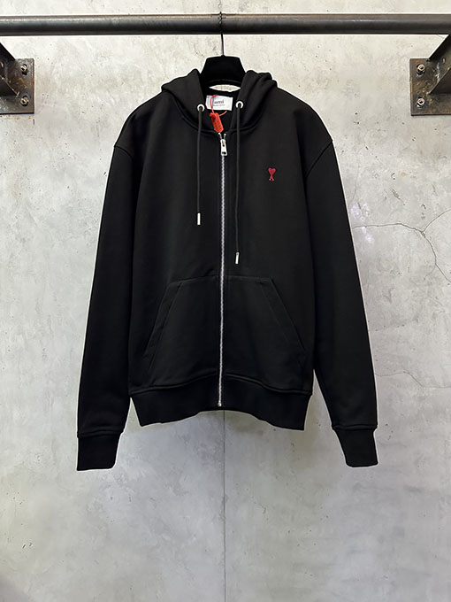 アミ ハート刺繍のジップアップジャケット