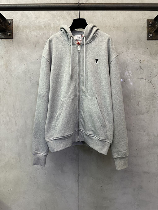 アミ ハート刺繍のジップアップジャケット