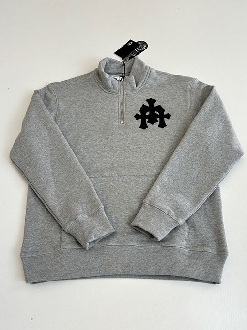 クロムハーツ レザークロスハーフジップスウェットシャツ