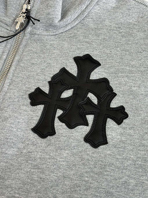 クロムハーツ レザークロスハーフジップスウェットシャツ