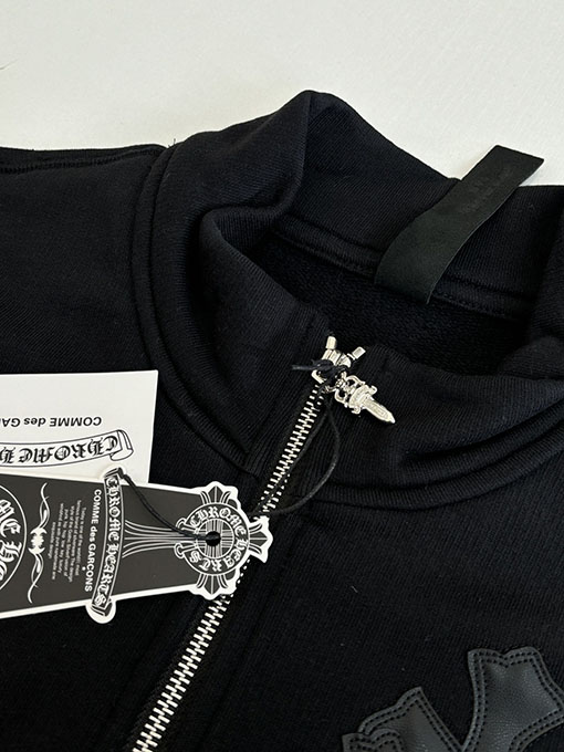 クロムハーツ レザークロスハーフジップスウェットシャツ