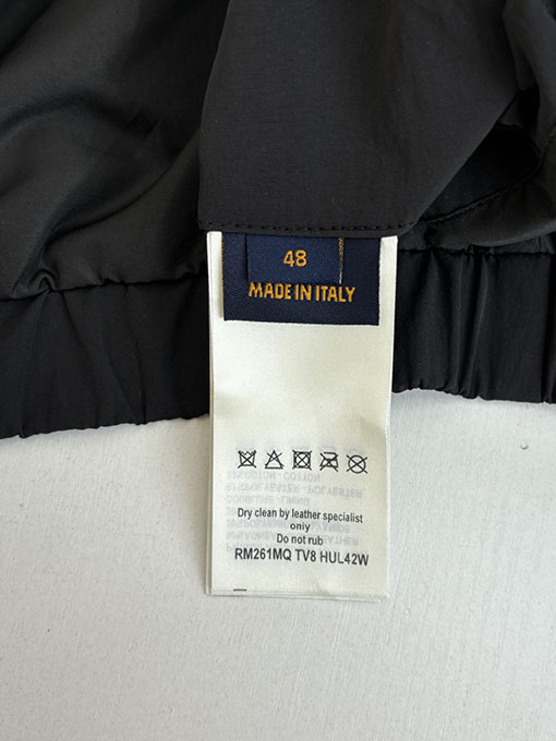 ルイヴィトンコピー ブラックナイロンブレンドパッチワークレザーフード付きジャケット