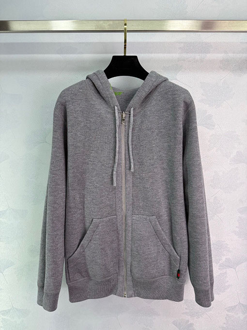 グッチ ZP リバーシブルロゴジャカードカシミアブレンドフード付きセーターカーディガン