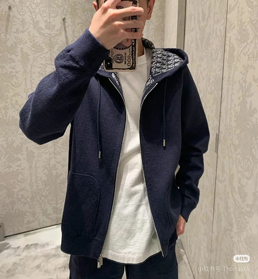 ディオール リバーシブルモノグラムウール&カシミアフード付きカーディガンジャケット