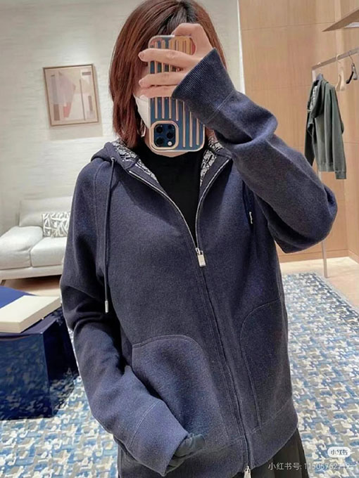 ディオール リバーシブルモノグラムウール&カシミアフード付きカーディガンジャケット