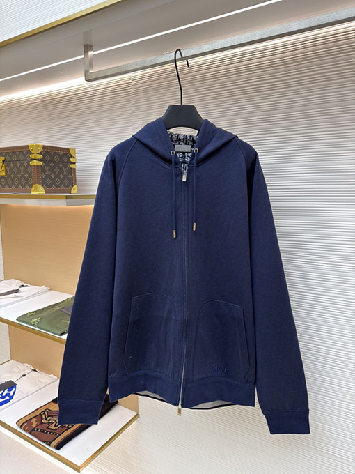 ディオール リバーシブルモノグラムウール&カシミアフード付きカーディガンジャケット