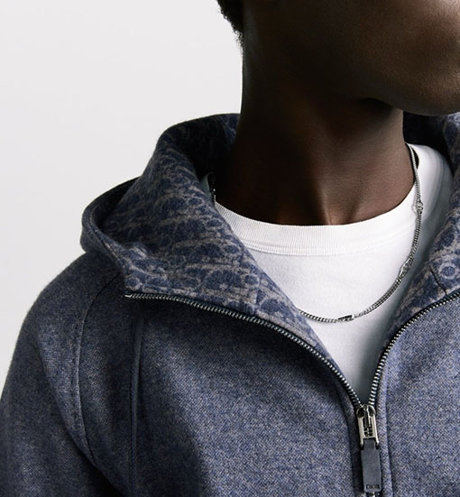 ディオール クラシックなウールとカシミアのフード付きタートルネックカーディガンジャケット