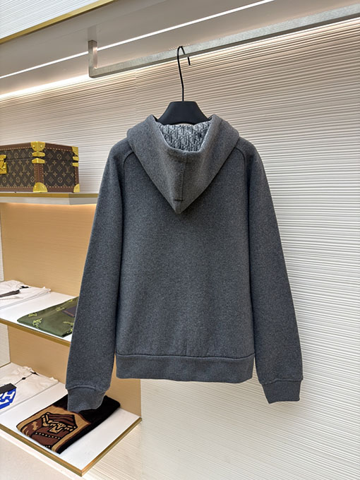 ディオール クラシックなウールとカシミアのフード付きタートルネックカーディガンジャケット