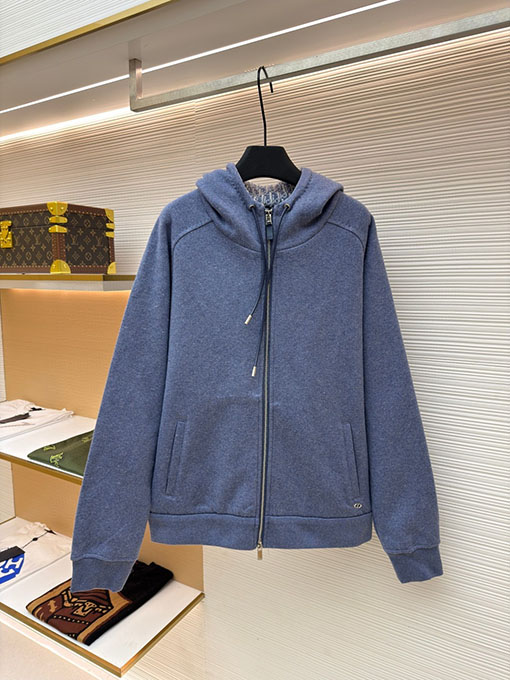 ディオール クラシックなウールとカシミアのフード付きタートルネックカーディガンジャケット