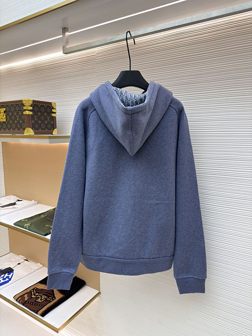 ディオール クラシックなウールとカシミアのフード付きタートルネックカーディガンジャケット