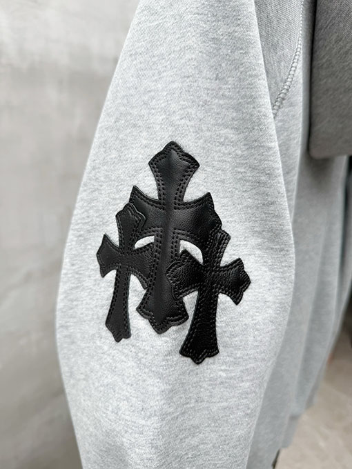 クロムハーツ Vic カスタムパッチワークレザースウェットシャツ