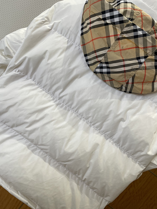 バーバリー チェック柄パッチワークスタンドカラーフード付きダウンジャケット