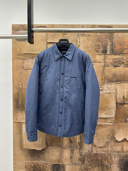 バレンシアガコピー Balenciaga チェックシャツ風コットンコート