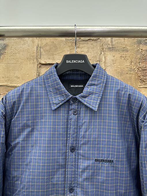 バレンシアガコピー Balenciaga チェックシャツ風コットンコート