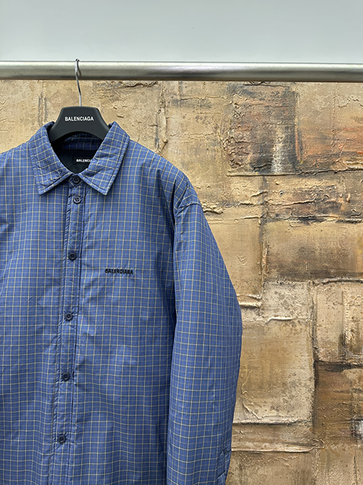 バレンシアガコピー Balenciaga チェックシャツ風コットンコート