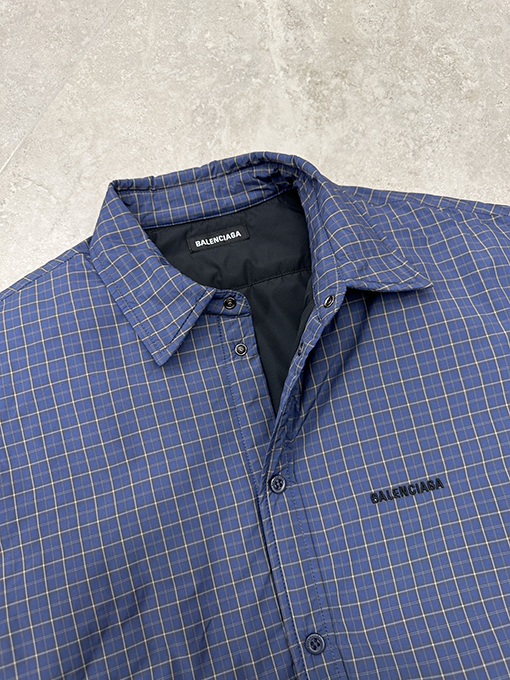 バレンシアガコピー Balenciaga チェックシャツ風コットンコート