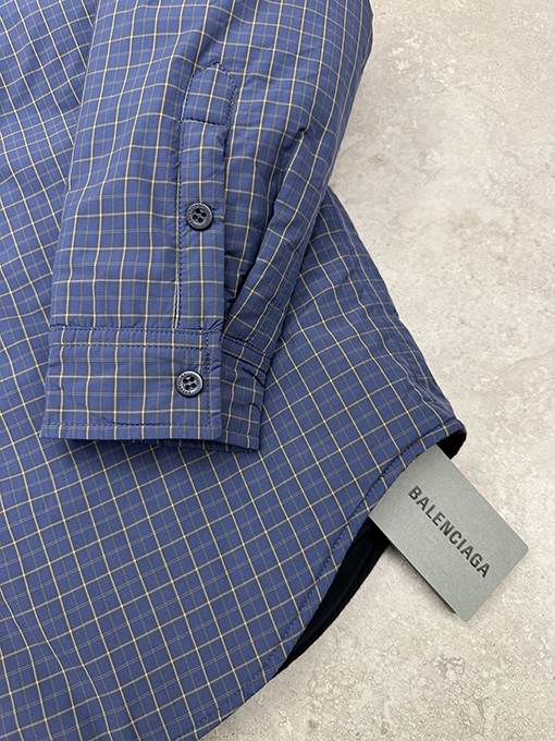 バレンシアガコピー Balenciaga チェックシャツ風コットンコート