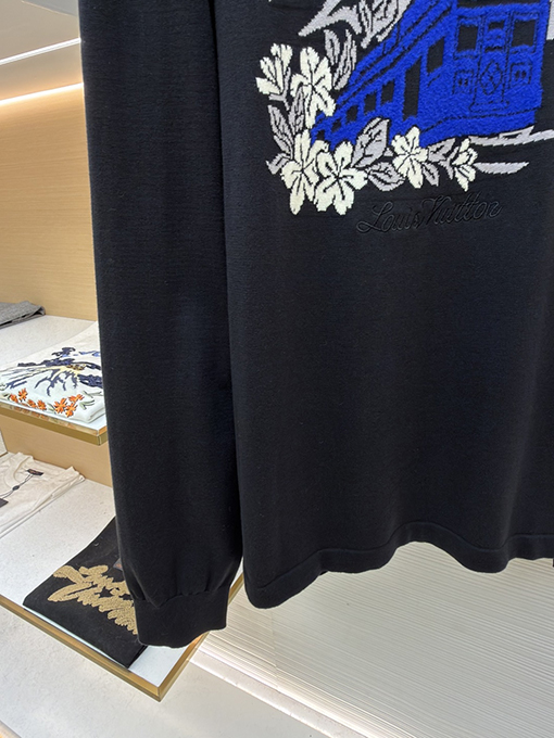 ルイヴィトン 刺繍入り火山インレイニットセーター