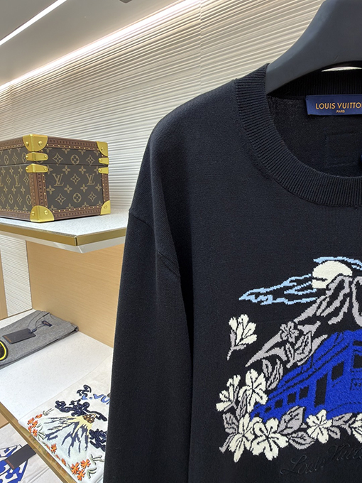 ルイヴィトン 刺繍入り火山インレイニットセーター