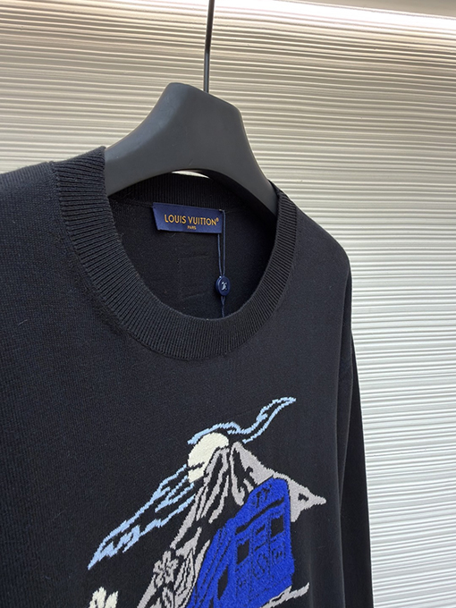 ルイヴィトン 刺繍入り火山インレイニットセーター