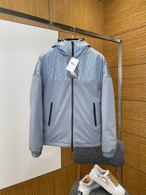 ディオール ジャカードパッチワークフード付きコットンコート