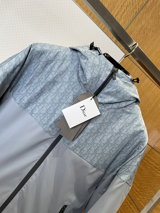 ディオール ジャカードパッチワークフード付きコットンコート