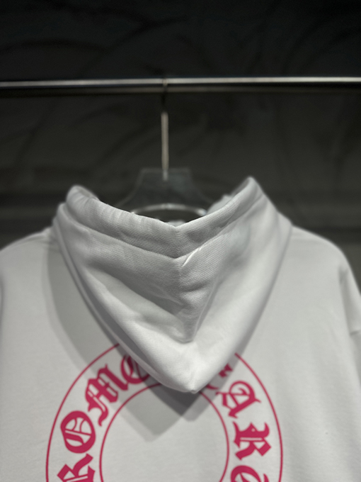 クロムハーツ Mattyboy 馬蹄形のユニコーンアームのピンクと白のフード付きスウェットシャツ