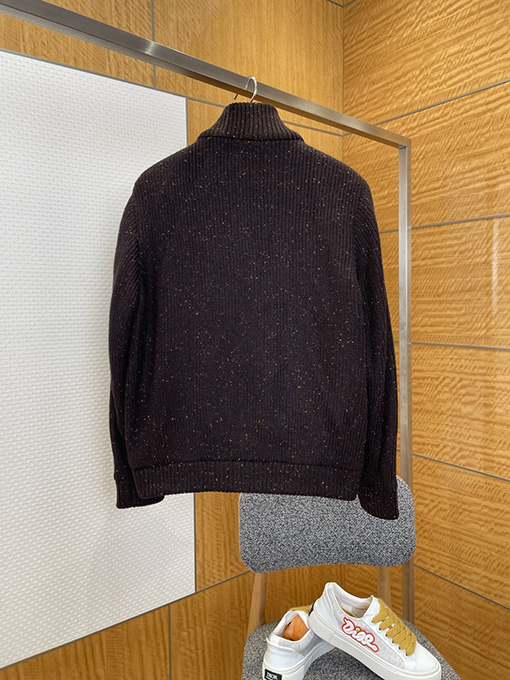 ロエベ レザーポケットエンボスパッチワークスタンドカラーカーディガンジャケット