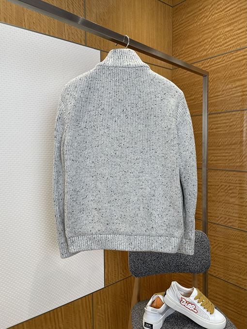 ロエベ レザーポケットエンボスパッチワークスタンドカラーカーディガンジャケット