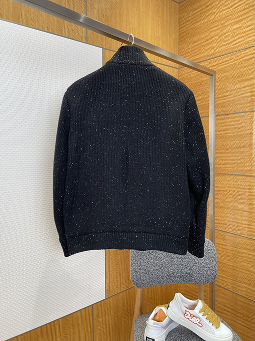 ロエベ レザーポケットエンボスパッチワークスタンドカラーカーディガンジャケット