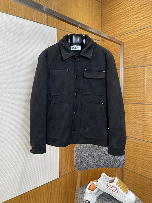 ロエベ ポケット刺繍スエードワークジャケット