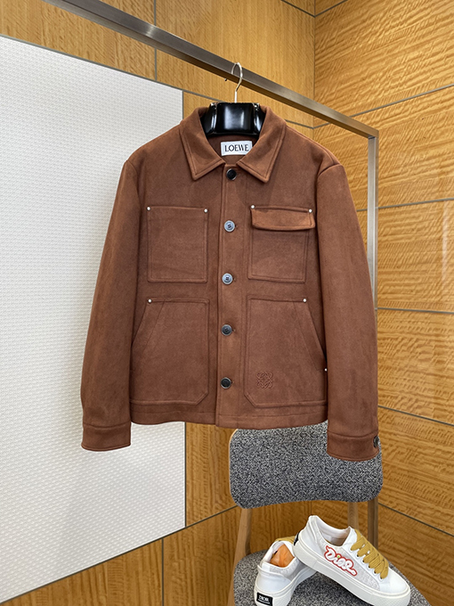 ロエベ ポケット刺繍スエードワークジャケット