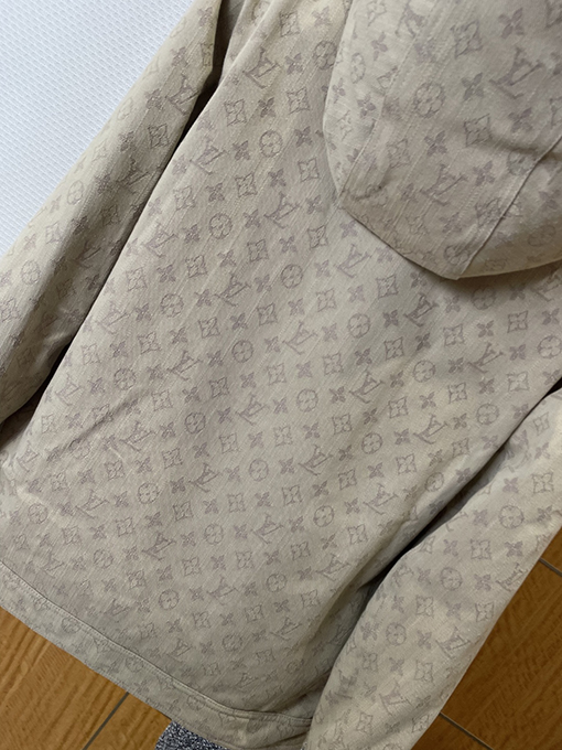 ルイヴィトン 全面プリントのフード付きデニムコットンジャケット