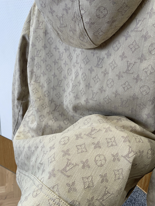 ルイヴィトン 全面プリントのフード付きデニムコットンジャケット