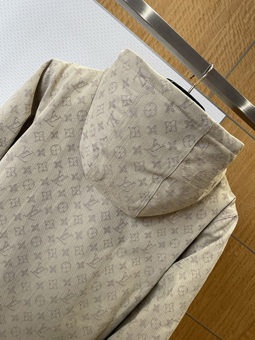 ルイヴィトン 全面プリントのフード付きデニムコットンジャケット