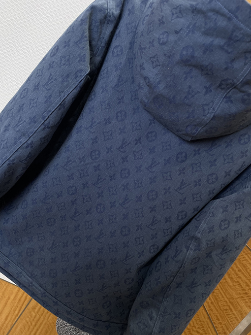 ルイヴィトン 全面プリントのフード付きデニムコットンジャケット