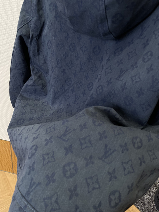 ルイヴィトン 全面プリントのフード付きデニムコットンジャケット