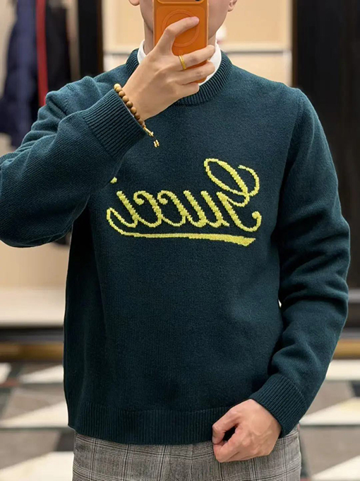 グッチコピー レタージャカードクルーネックニットセーター