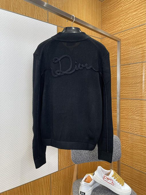 ディオール 文字刺繍ニットジップアップジャケット