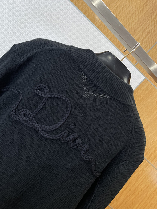 ディオール 文字刺繍ニットジップアップジャケット