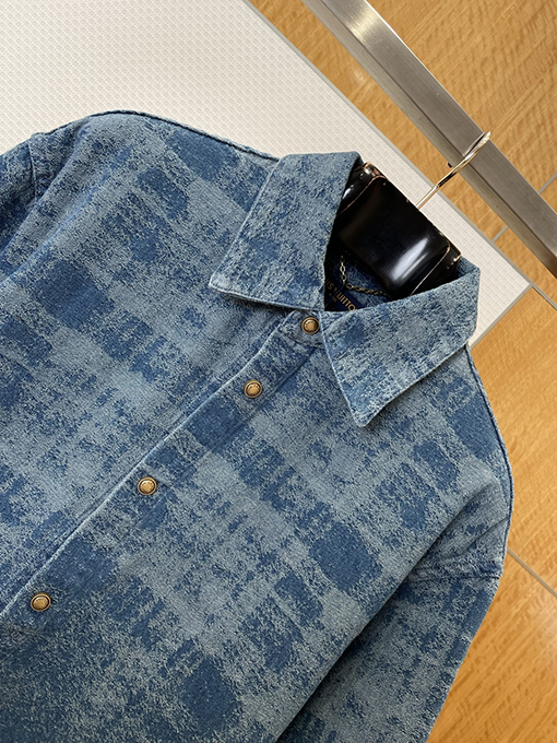 ルイヴィトン ジャカードグラデーションデニム半袖シャツ