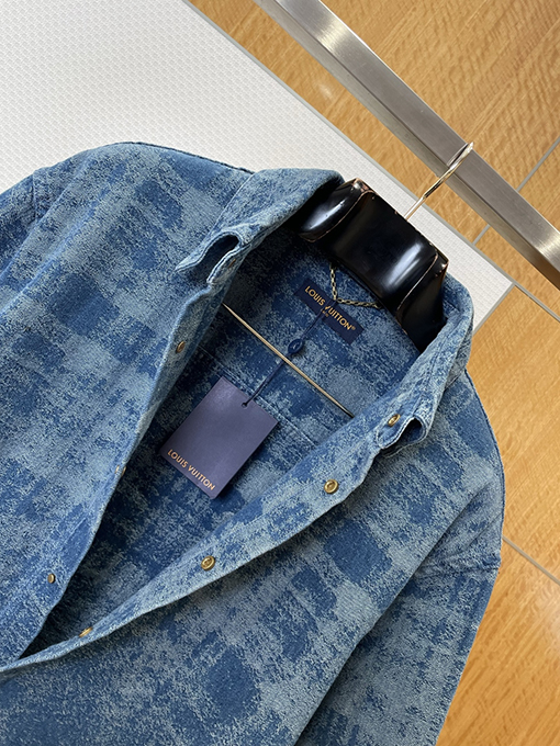 ルイヴィトン ジャカードグラデーションデニム半袖シャツ