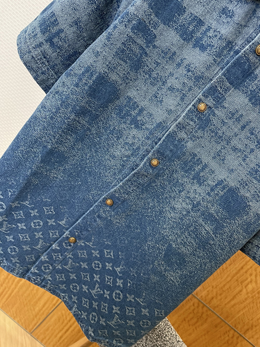 ルイヴィトン ジャカードグラデーションデニム半袖シャツ