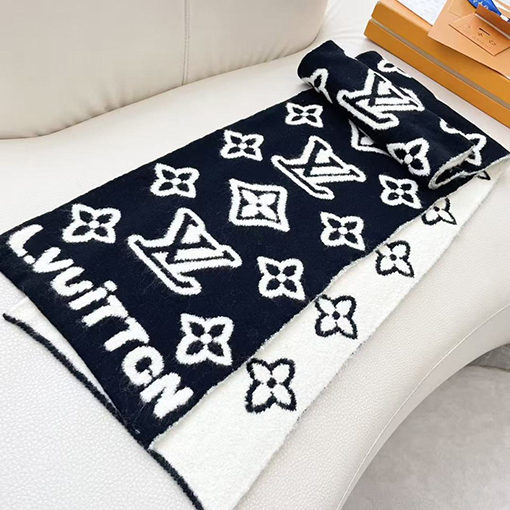 ルイヴィトン ロゴデザインのウールスカーフ