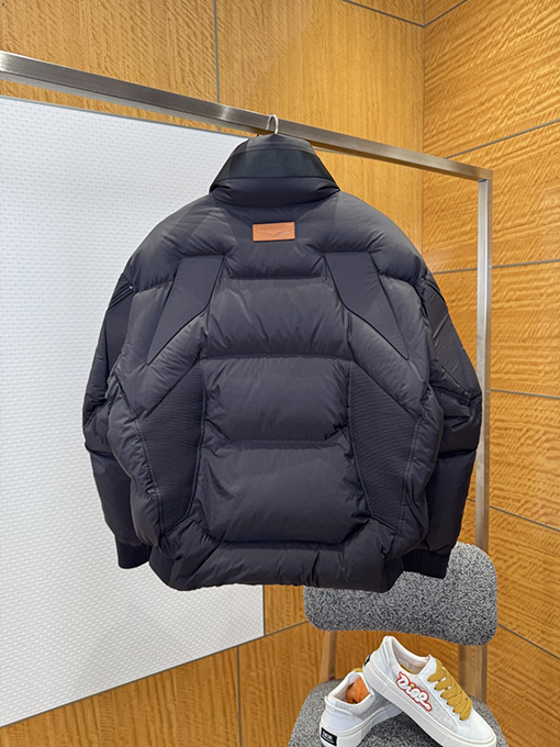 ルイヴィトン LOUIS VUITTON レザーラベルスタンドカラーダウンジャケット