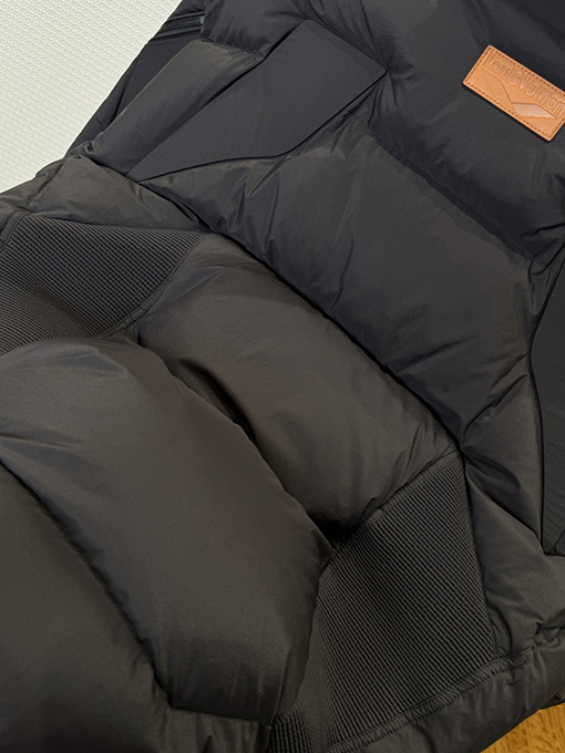 ルイヴィトン LOUIS VUITTON レザーラベルスタンドカラーダウンジャケット