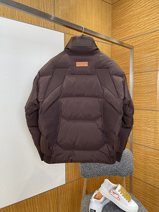 ルイヴィトン LOUIS VUITTON レザーラベルスタンドカラーダウンジャケット
