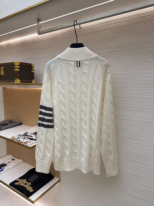 トムブラウンコピー ケーブルニットジャカードジッパーセーター