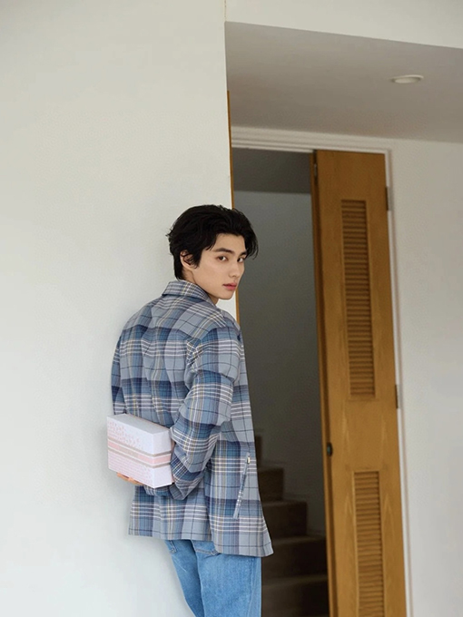 ディオール チェック柄のジップアップ長袖シャツ