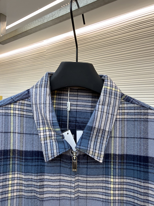 ディオール チェック柄のジップアップ長袖シャツ